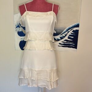 Parker Kristie Sleeveless Tiered Ruffle Mini Dress White Size 4